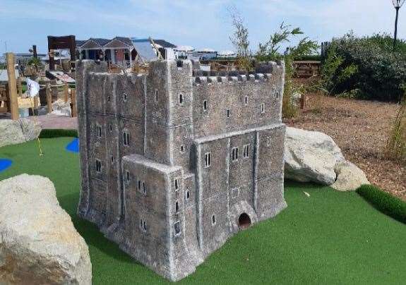 One of the decorated features of Walmer Adventure Golf, a model of Dover Castle