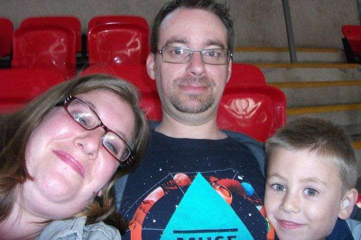 Music lover Stephen Belsey with his wife, Rebecca, and son, Ryan, at a Muse concert