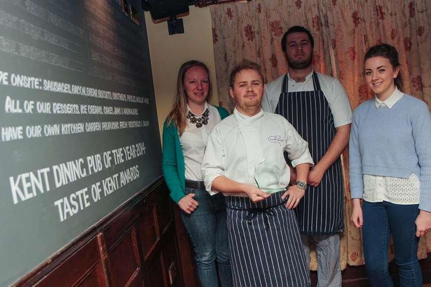 Victoria McCabe, manager, Vitalijis Kaneps, head chef, Harry Deverill, commis chef, and Kelci Carter, assistant to the manager