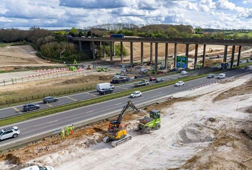 Road works at the Stockbury Interchange on the A249. Pic: Highways England