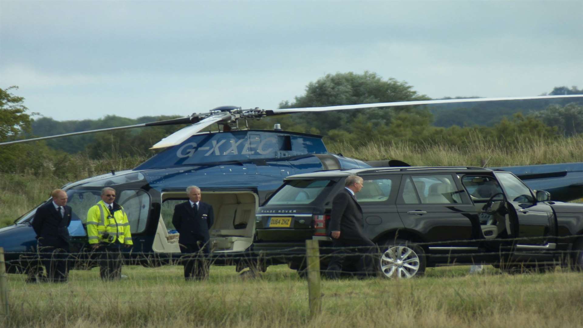 Prince Andrew got out of a helicopter in Sandwich Bay. Picture uploaded to Facebook by Steve Miles