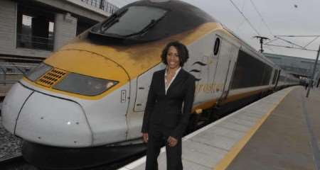 Dame Kelly Holmes on the platform of Ebbsfleet International station. Pictures: MATTHEW READNG