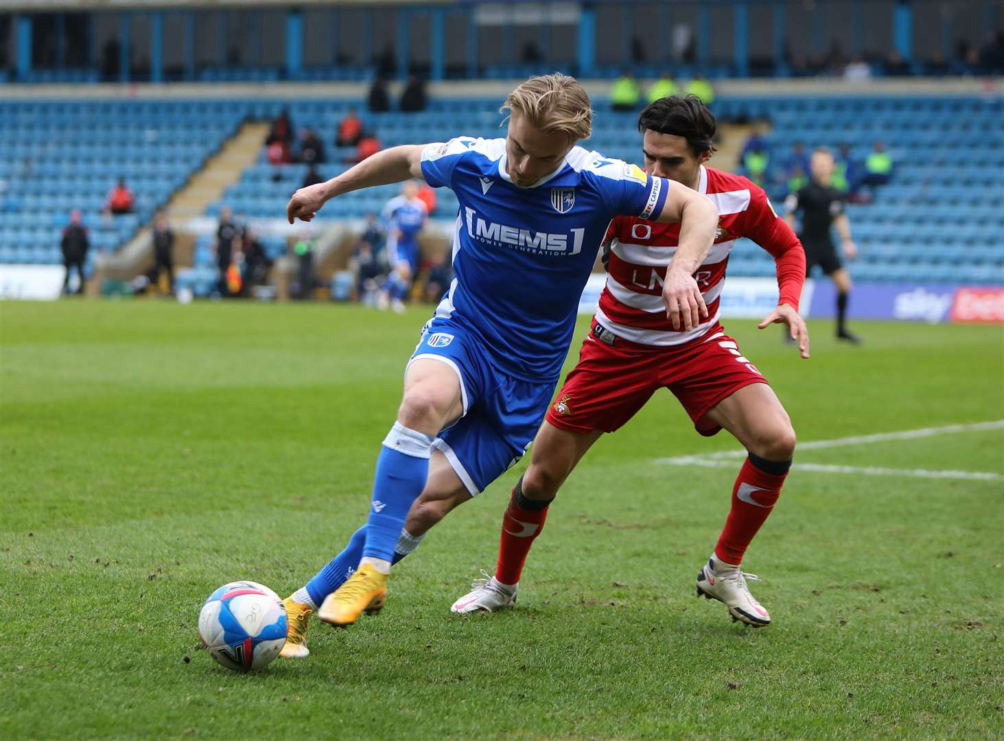 Kyle Dempsey in action for Gillingham in the recent draw against Doncaster Rovers Picture: Andy Jones