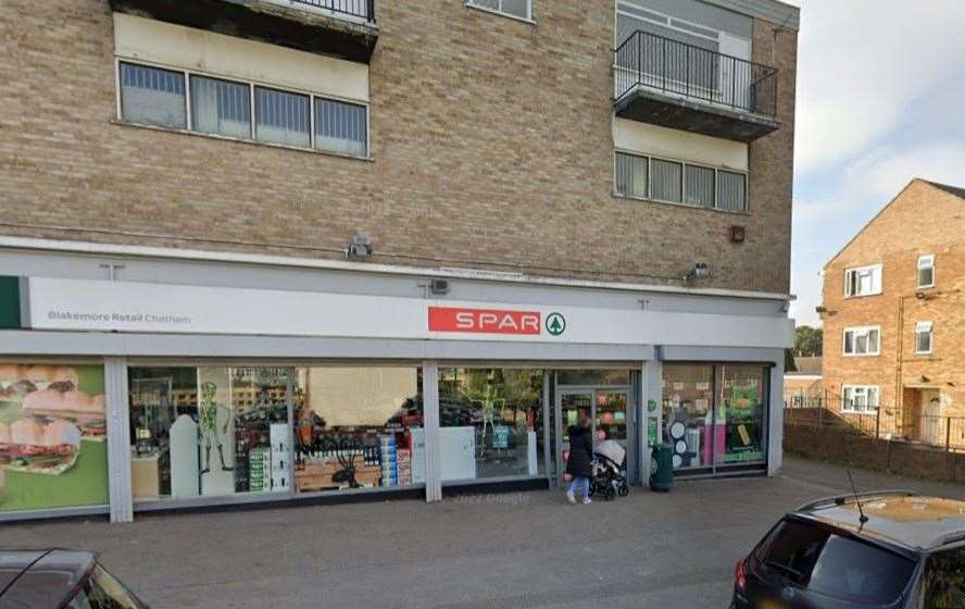A police helicopter was called in to help search the area after a robbery at the Spar supermarket in Chatham. Picture: Google Street View