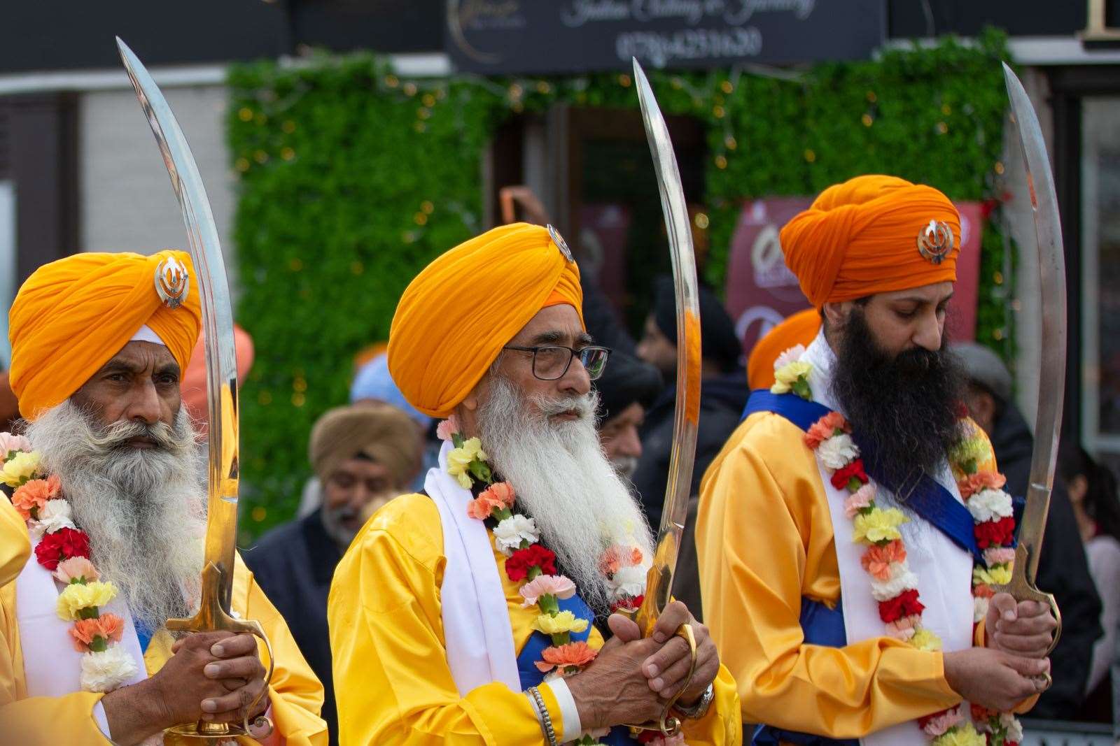 Panj Pyare, the five Sikhs with swords. Picture: Alison Pretious