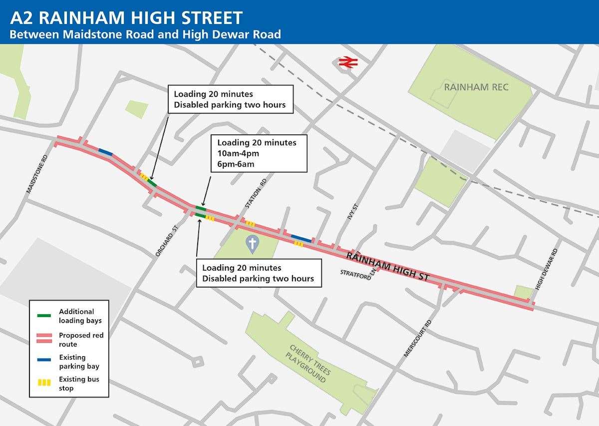 The proposed red route along Rainham High Street. Picture: Medway Council