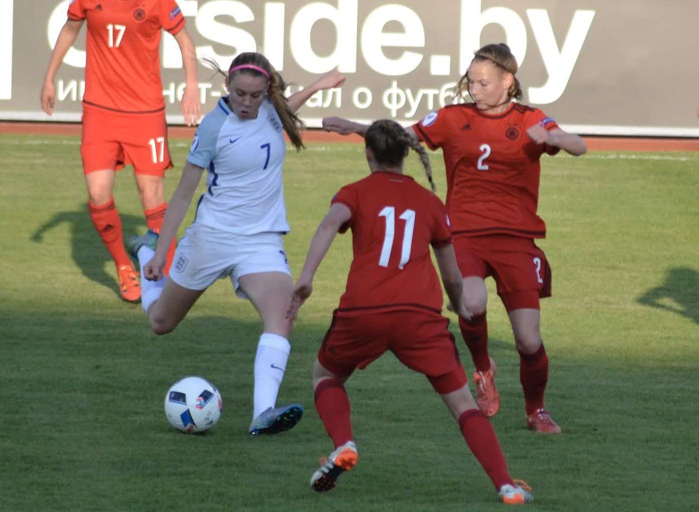 Alessia Russo in action for England under-17s