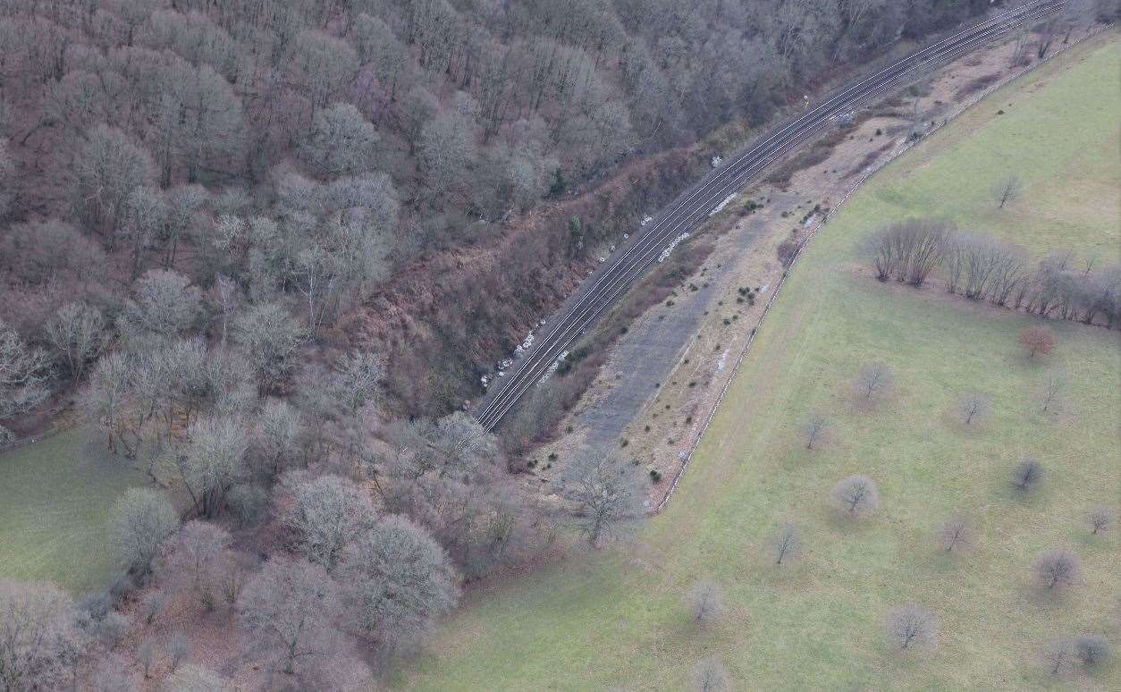 A potential landslip at the southern end of Wadhurst Tunnel was picked up by early warning alarms in December. Picture: Network Rail