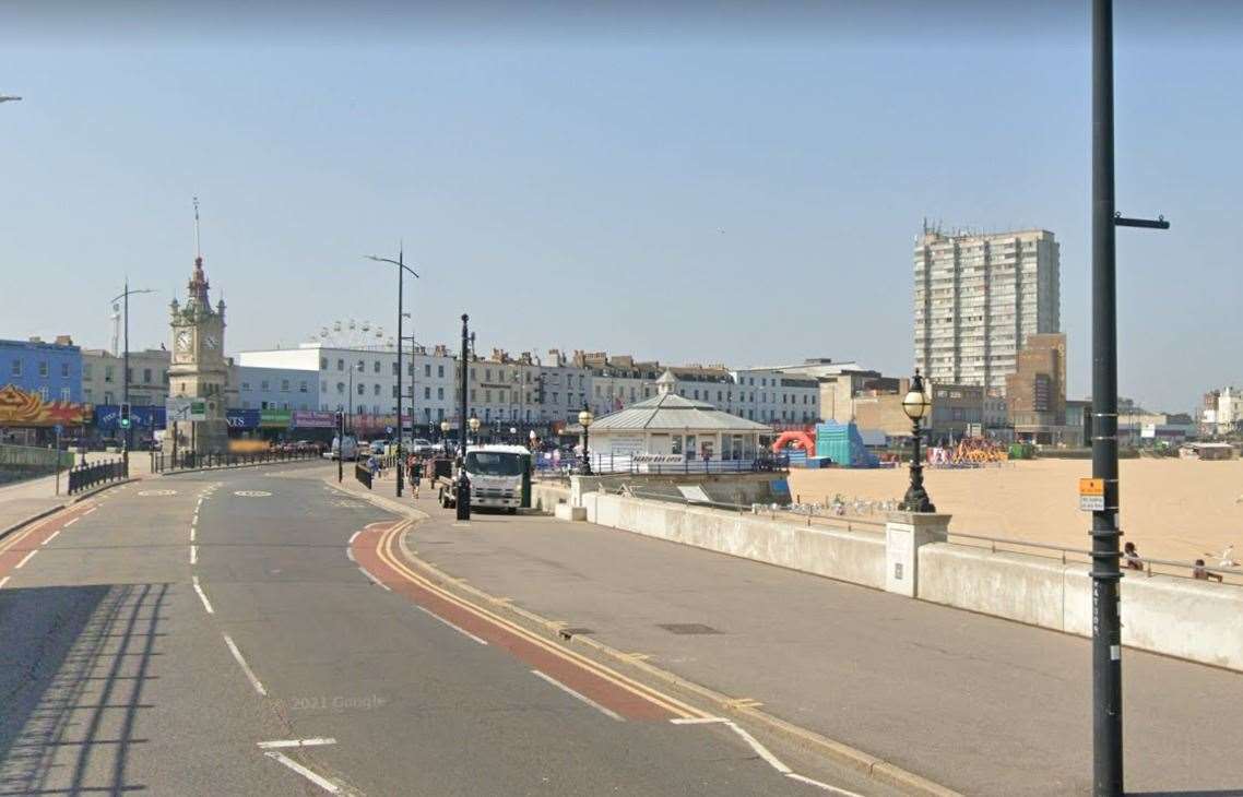 The incident happened in Marine Drive, near Margate Main Sands. Picture: Google Street View