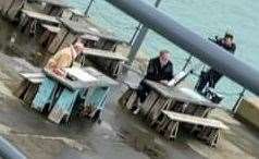 The pair were sat on picnic benches close to the end of the Harbour Arm. Picture: Elle Belle