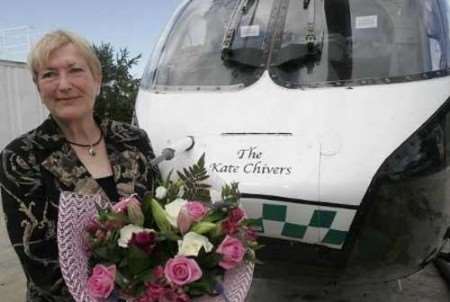 PROUD MOMENT: Kate Chivers alongside "her" air ambulance