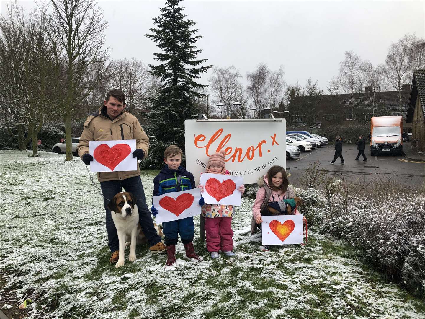 The Hunt family with their hearts. Picture supplied by ellenor