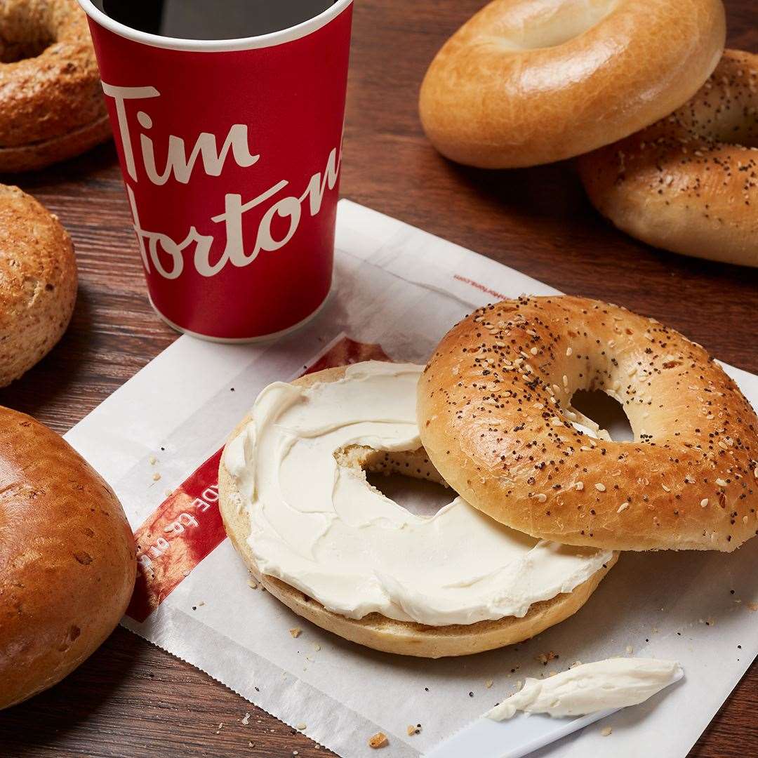 Tim Hortons bagel and coffee. Picture: Tim Hortons