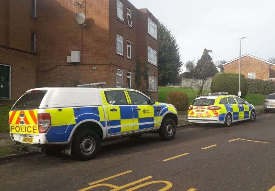 Police in Halstead Close, Hales Place, Canterbury. Picture: Alex Claridge