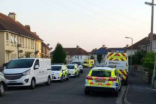 Police and paramedics at the scene in Poplar Avenue