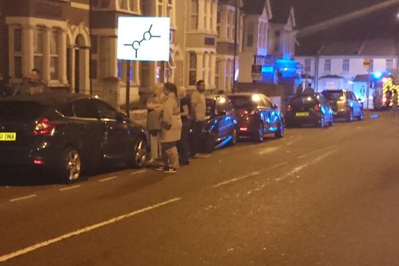 The scene on Pelham Road on Saturday night