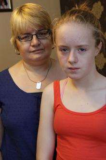 Mum Gillian Daly with 11-year-old Michaela Daly - one of the pupils not selected for a school trip to Chessington