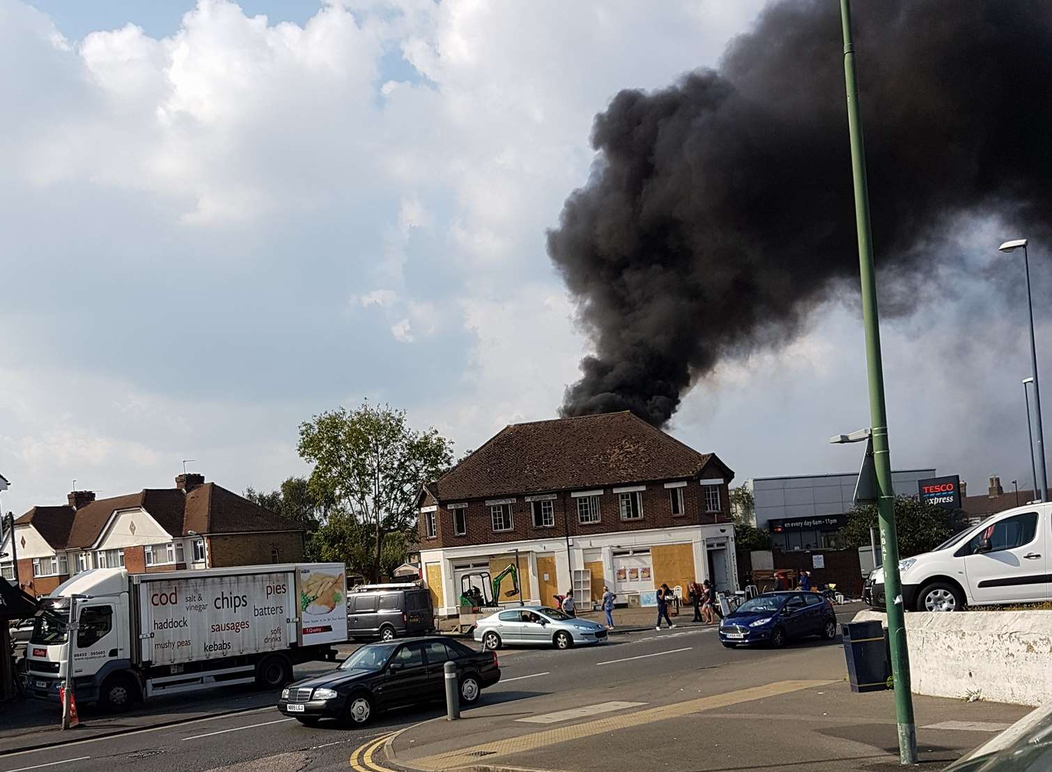 The Tesco Express caught fire in Loose Road this afternoon. Picture: Rob Watts