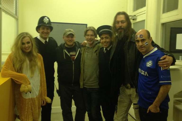 Cast of Londongrad with Russian star Nikita Efremov, centre, and head of production Graham Majin, far right