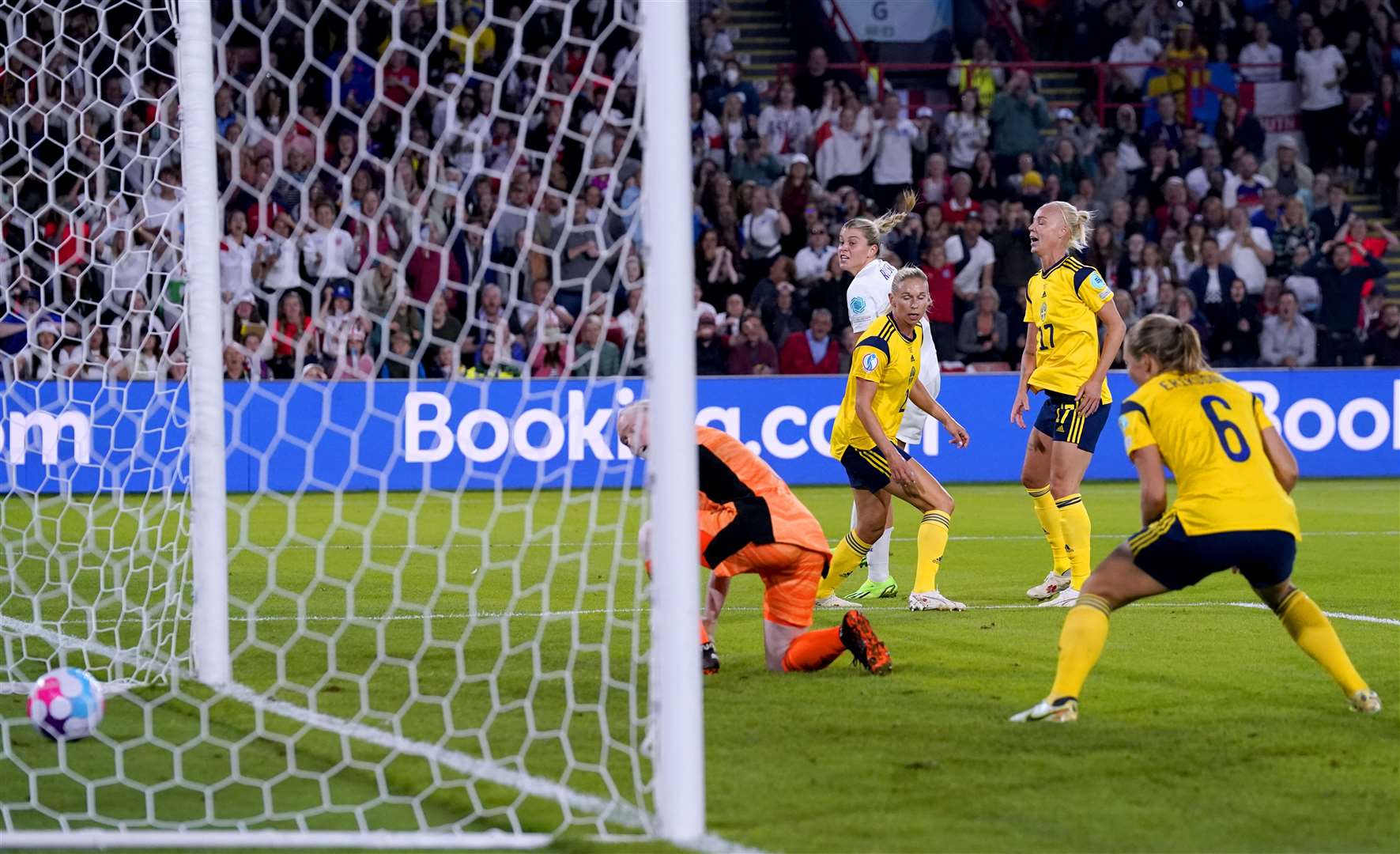 Russo scores their side's third goal of the game during the UEFA Women's Euro 2022 semi-final match. Picture: Danny Lawson
