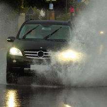 Bad weather on roads stock pic