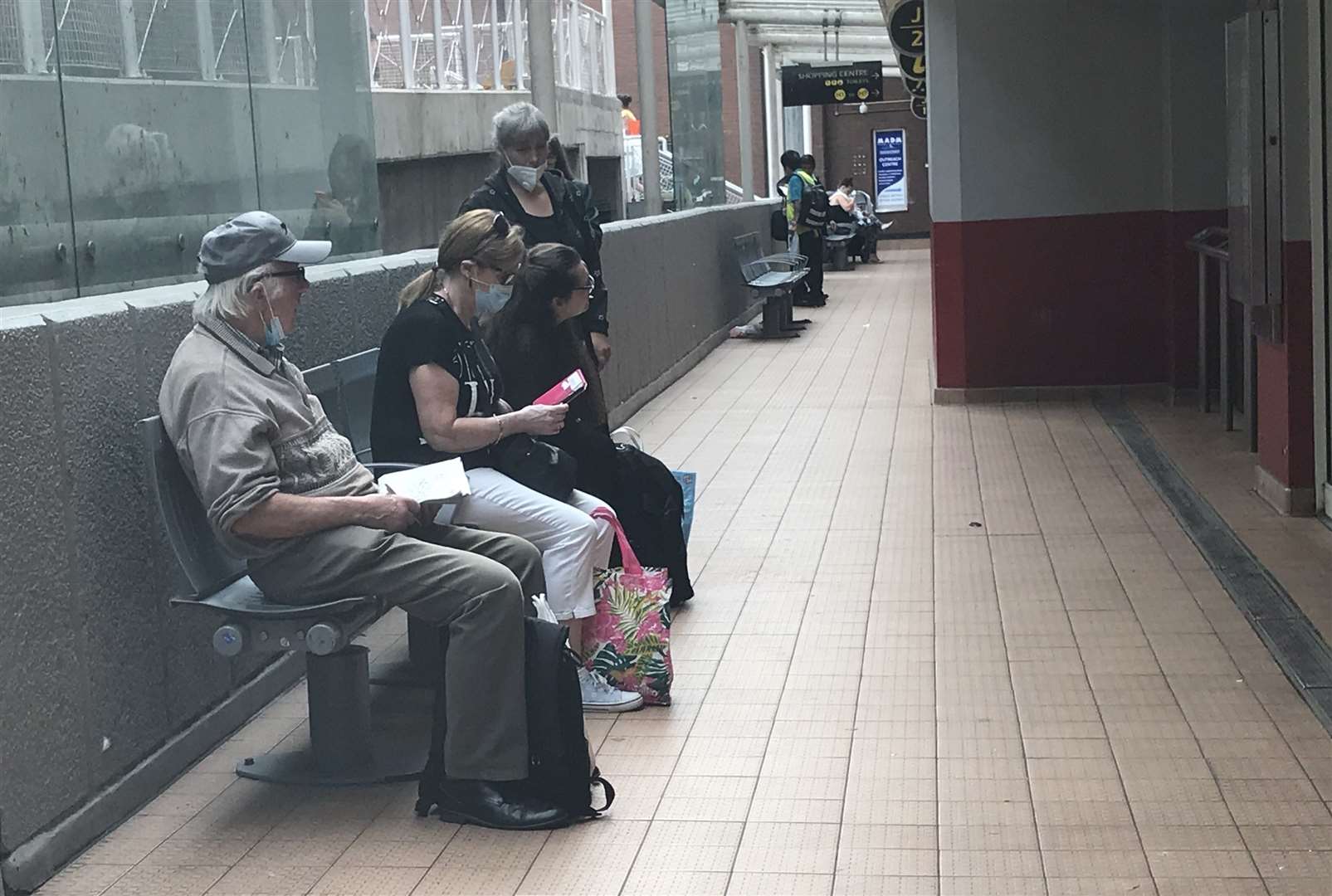 Bus passengers wearing face coverings in Maidstone today