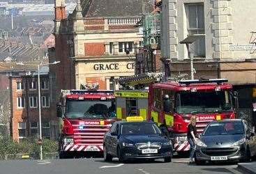Fire engines in Guildhall Street, Folkestone. Picture: Chris Grinstead