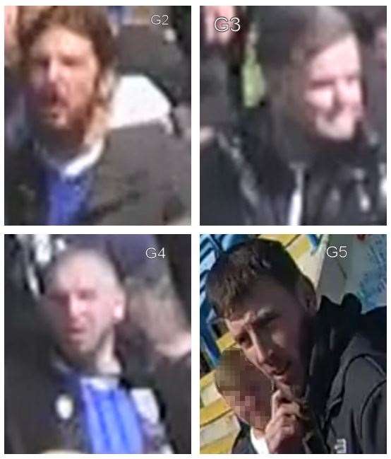 Police have issued more images of people they believe can assist their enquiries into a pitch invasion at Gillingham FC's Priestfield Stadium. Photo: Kent Police