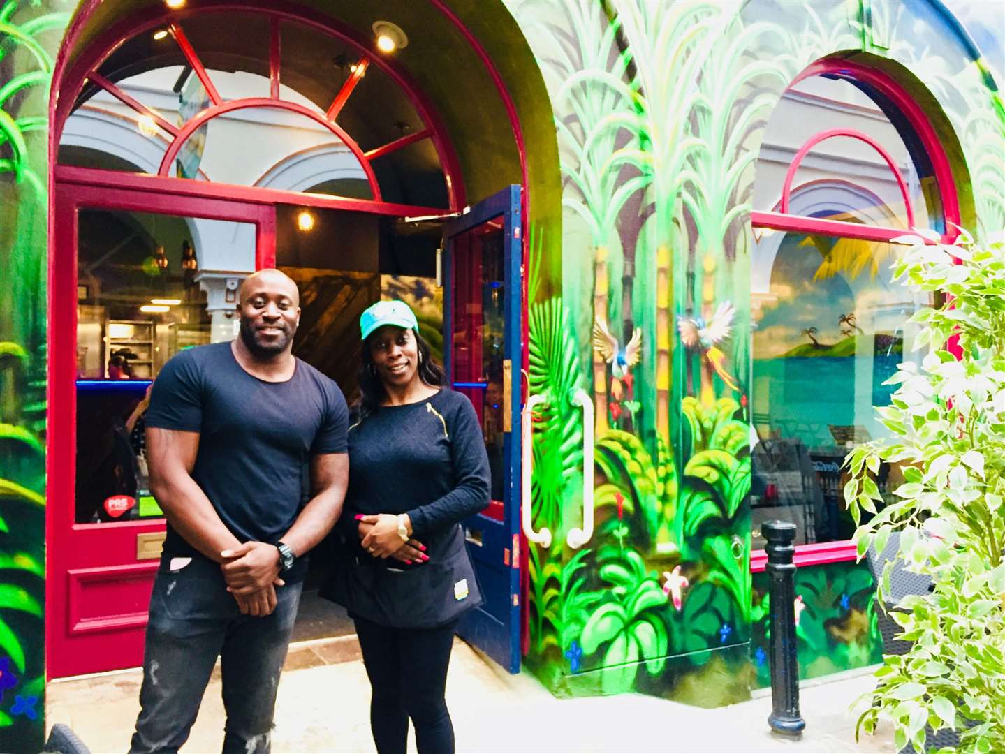 Owner Andy Campbell and his sister outside Jerk Shack which opened in October