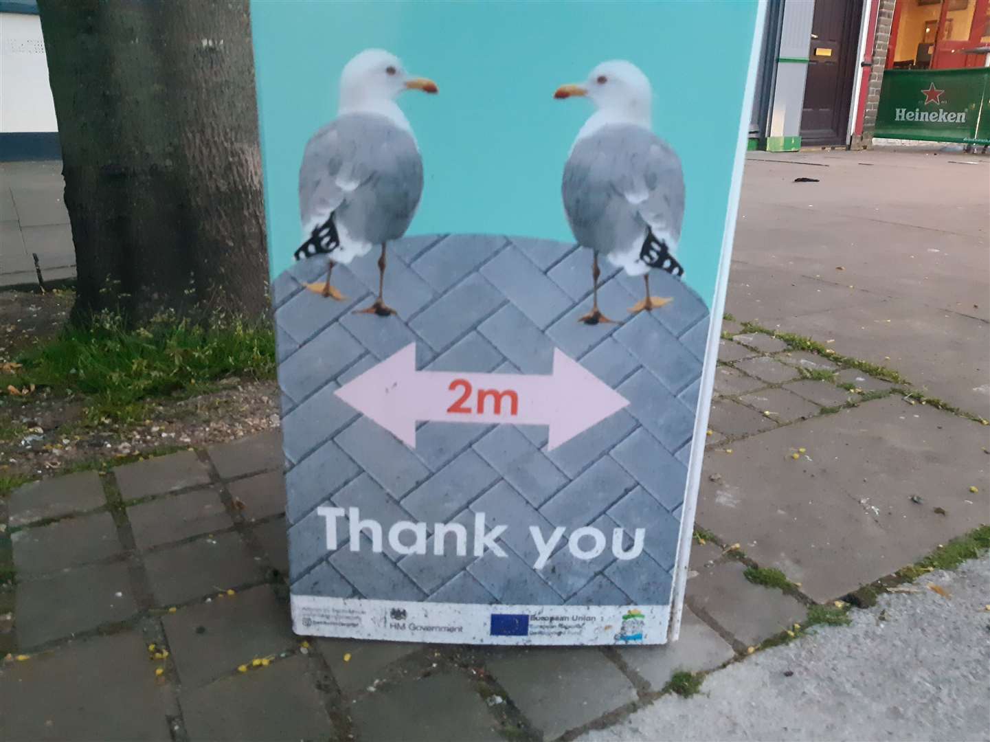 A sign reminding people of social distance in Dover town centre this year. Picture: Sam Lennon KMG