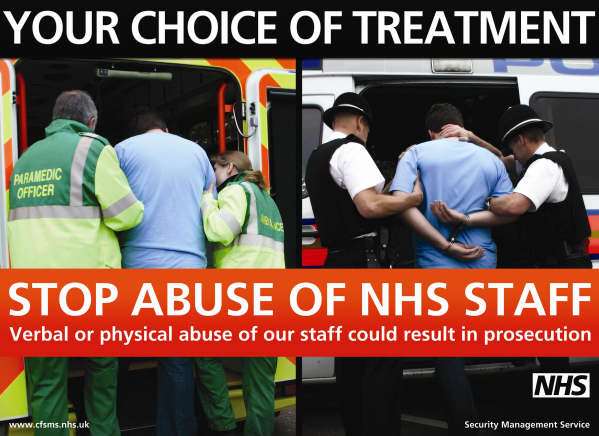 One of the campaign's poster warning people of the consequences of abusing NHS staff