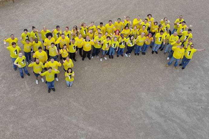 Dreamland staff made a giant yellow 1 to commemorate the park's fist birthday