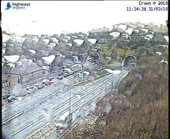 Traffic was backed up near the tunnel (image: Highways England) (1347145)