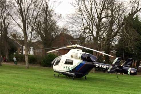 The air ambulance landed in the park off Albany Road (pic: Christine Barnham)