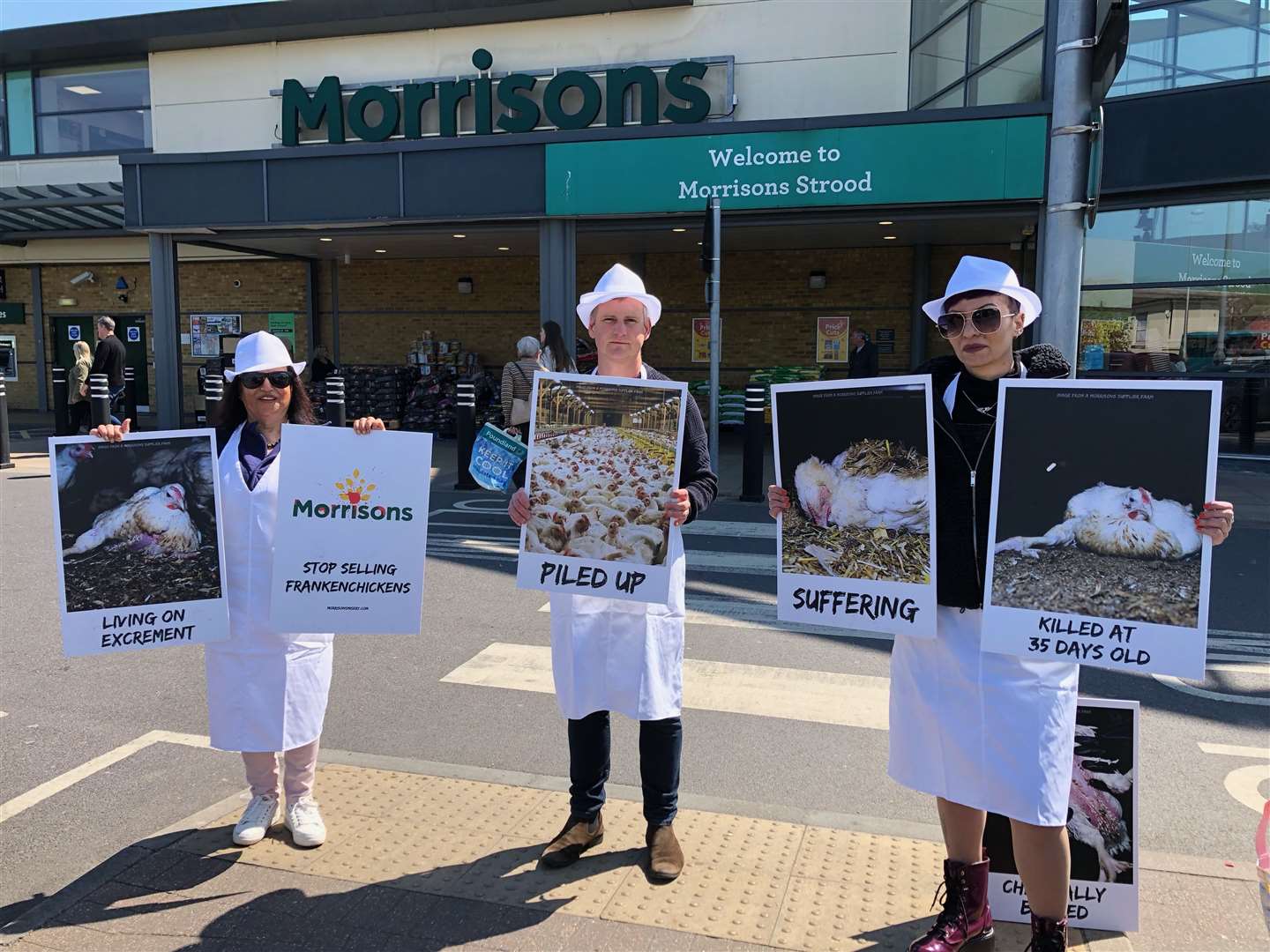 Open Cages protesters at Morrisons in Strood. Picture: Joe Shimmin