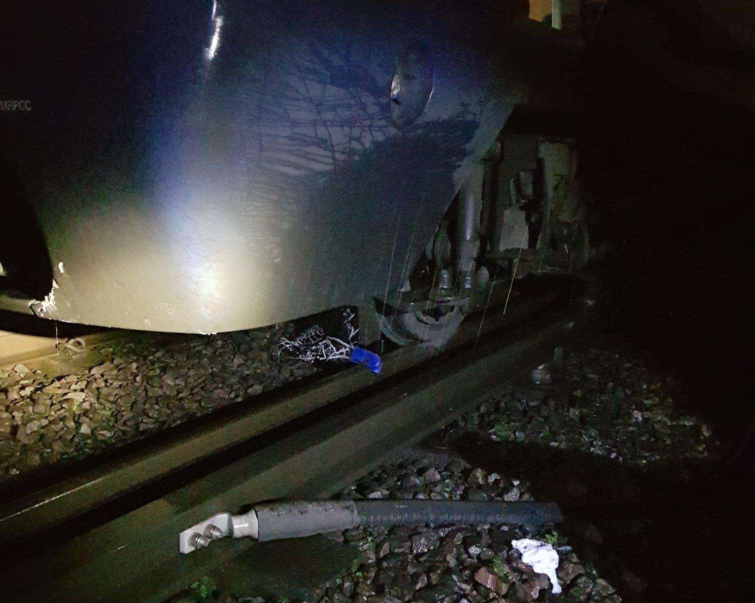 The train smashed the trolley in the collision. Picture: British Transport Police (7030540)