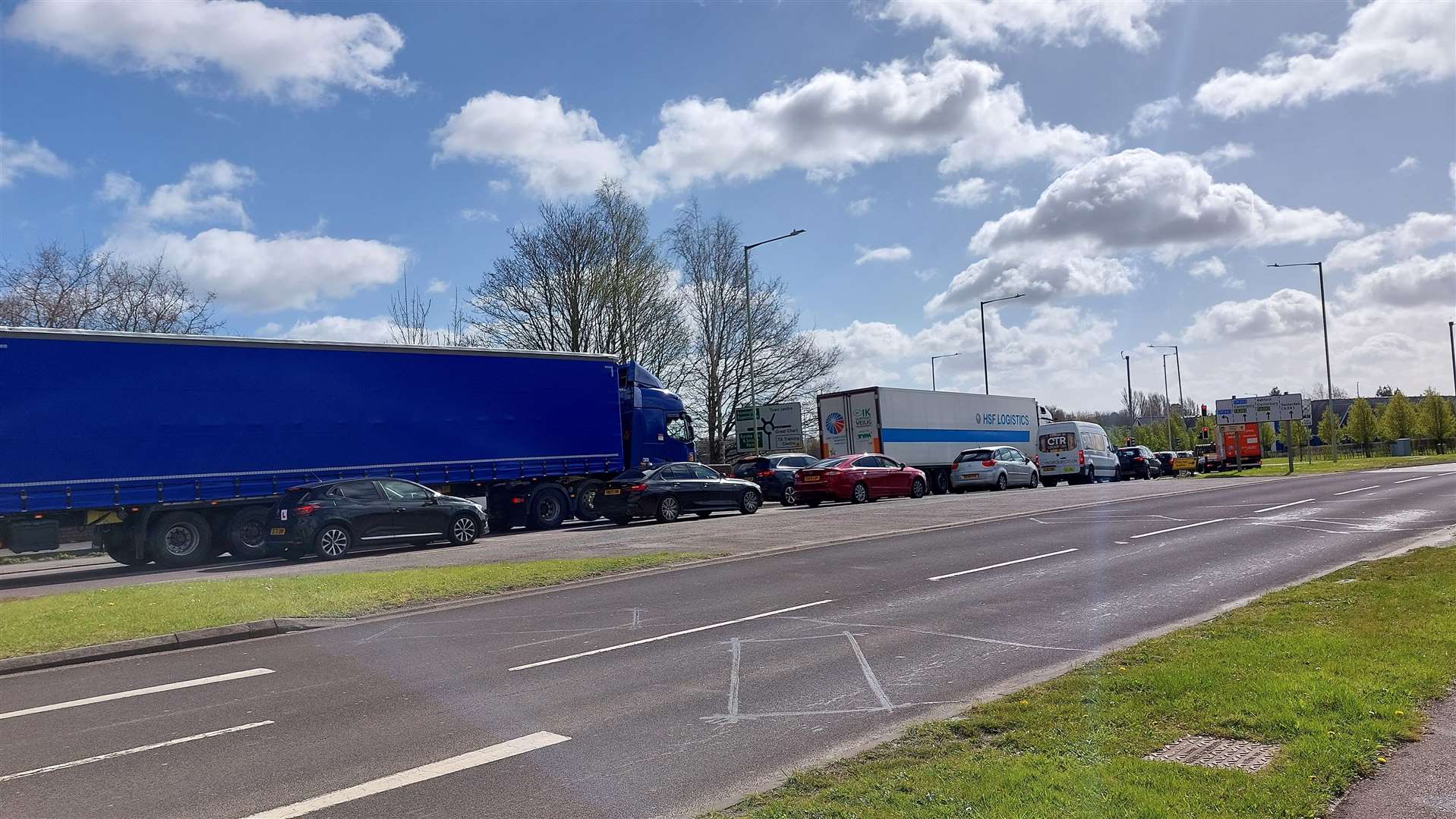 Heavier than usual traffic is causing problems on the A20 near the Drovers Roundabout