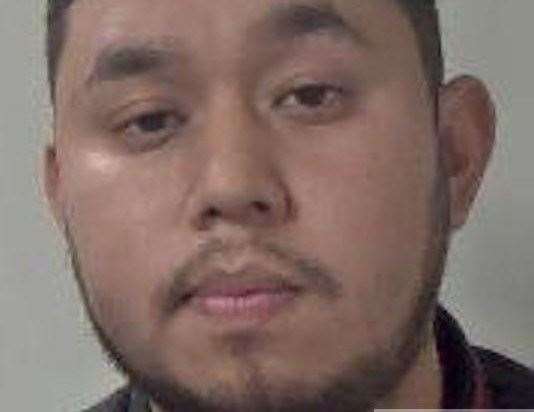 Uttam Gurung, 26, from Ashford, was caught with 50 wraps of class A drugs in his clothing, plus more in his vehicle. Picture: Kent Police