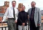 Jeff Brown (left) and Michael Simmons, show Viviane Gelle around the new campus buildings at Medway