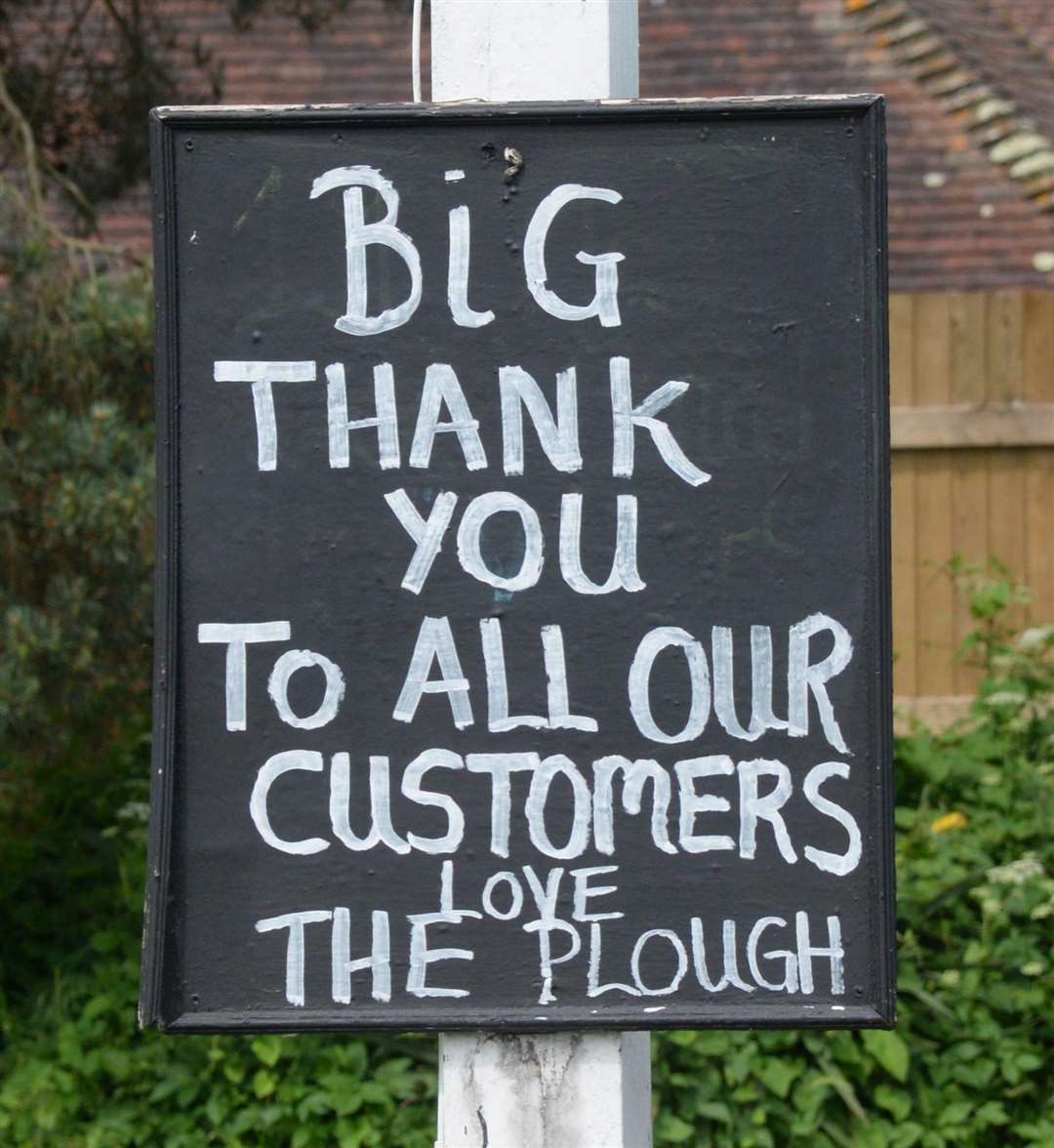 A sign left at the pub. Picture: Chris Davey