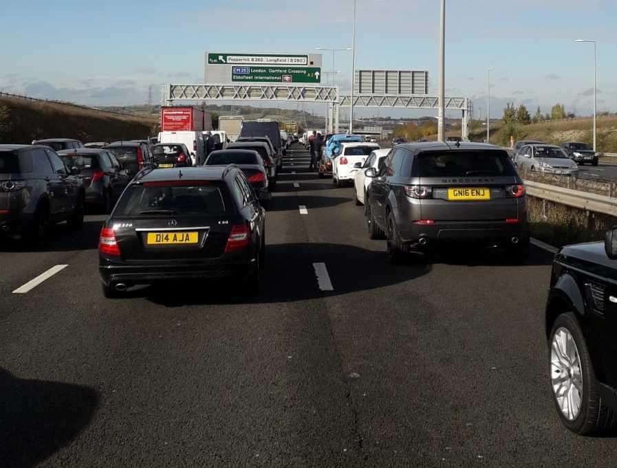 Traffic has come to a standstill along the A2