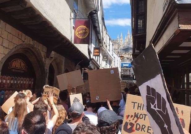 Black Lives Matter protestors in Canterbury Picture: Toby Killeen