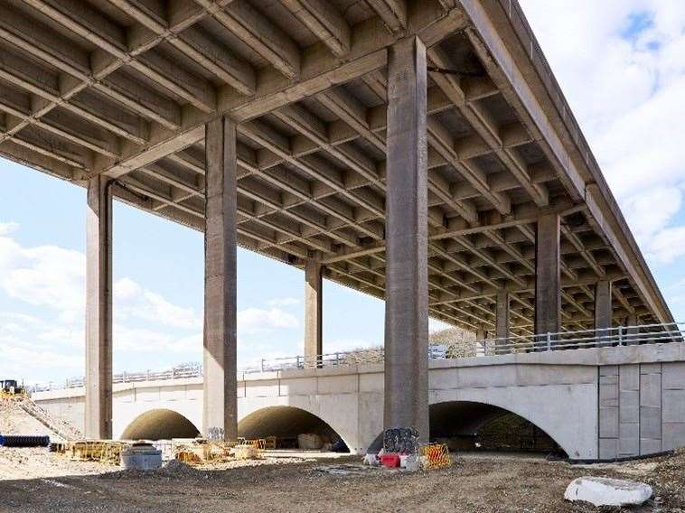 The flyover which is being built underneath the M2 bridge by the A249. Picture: National Highways