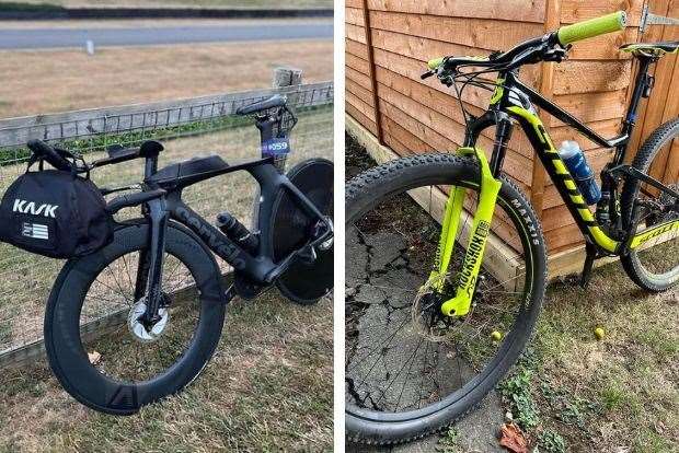 The two high-value bikes stolen during a burglary in Laddingford. Images: Kent Police