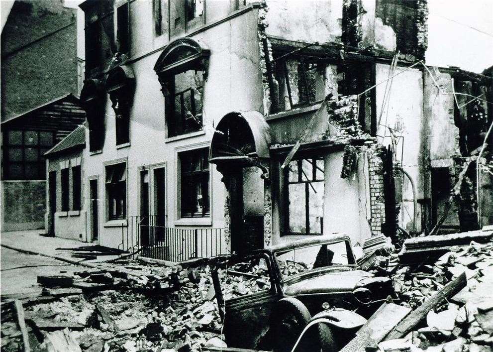 The bombed Vye and Son HQ in Ramsgate in 1940