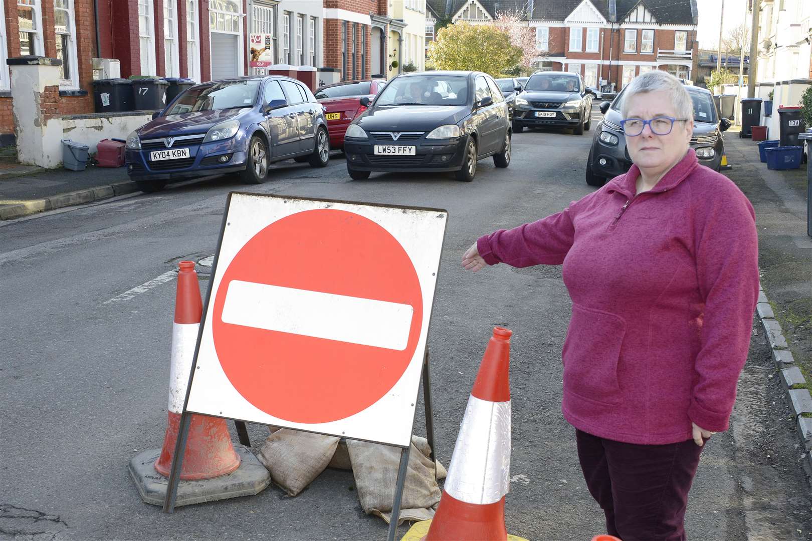 Gosfield road resident Debbie Foreman is calling for drivers caught ignoring the one-way signs to be fined