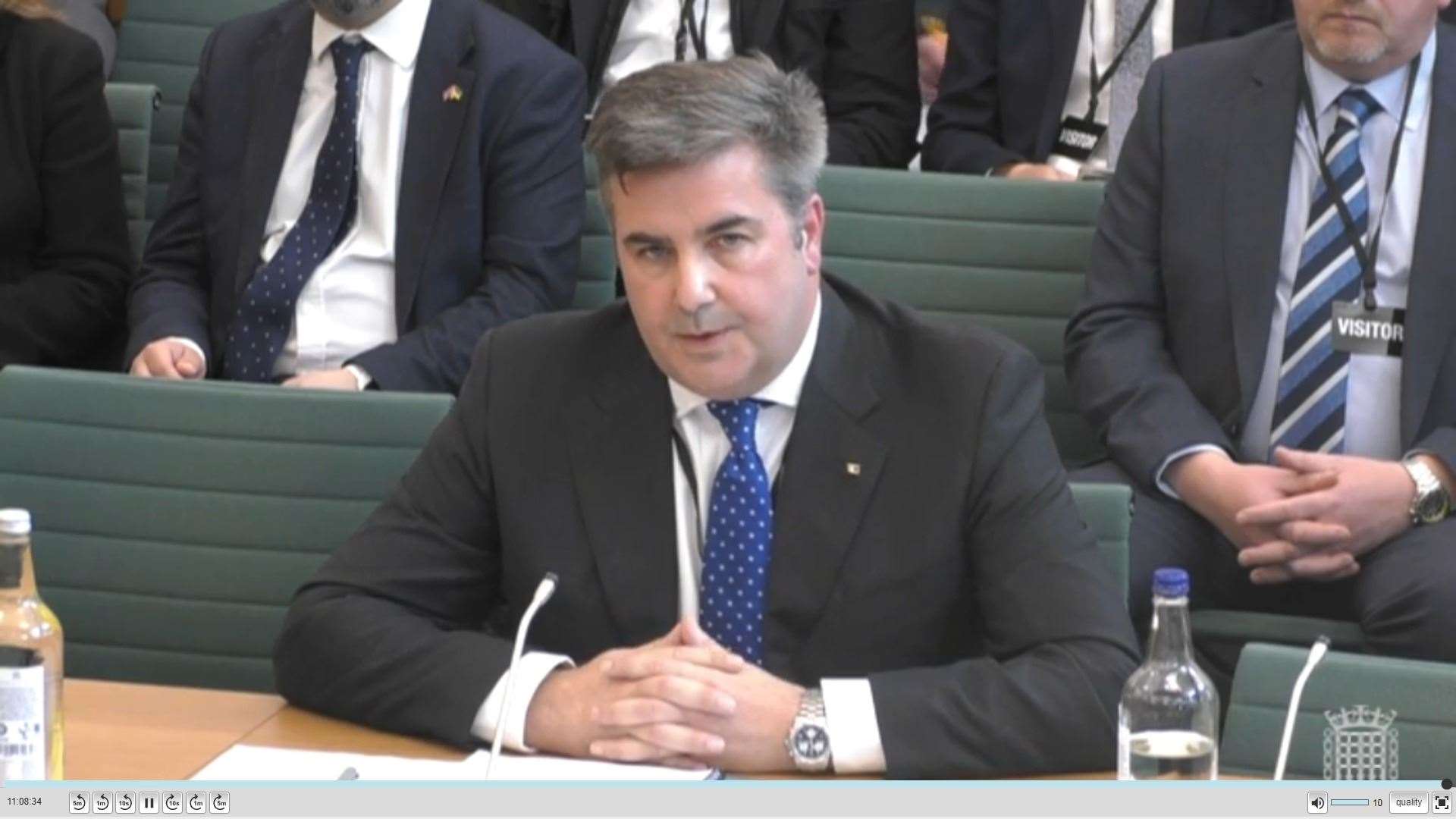Chief executive of P&O Ferries Peter Hebblethwaite during his grilling by MPs
