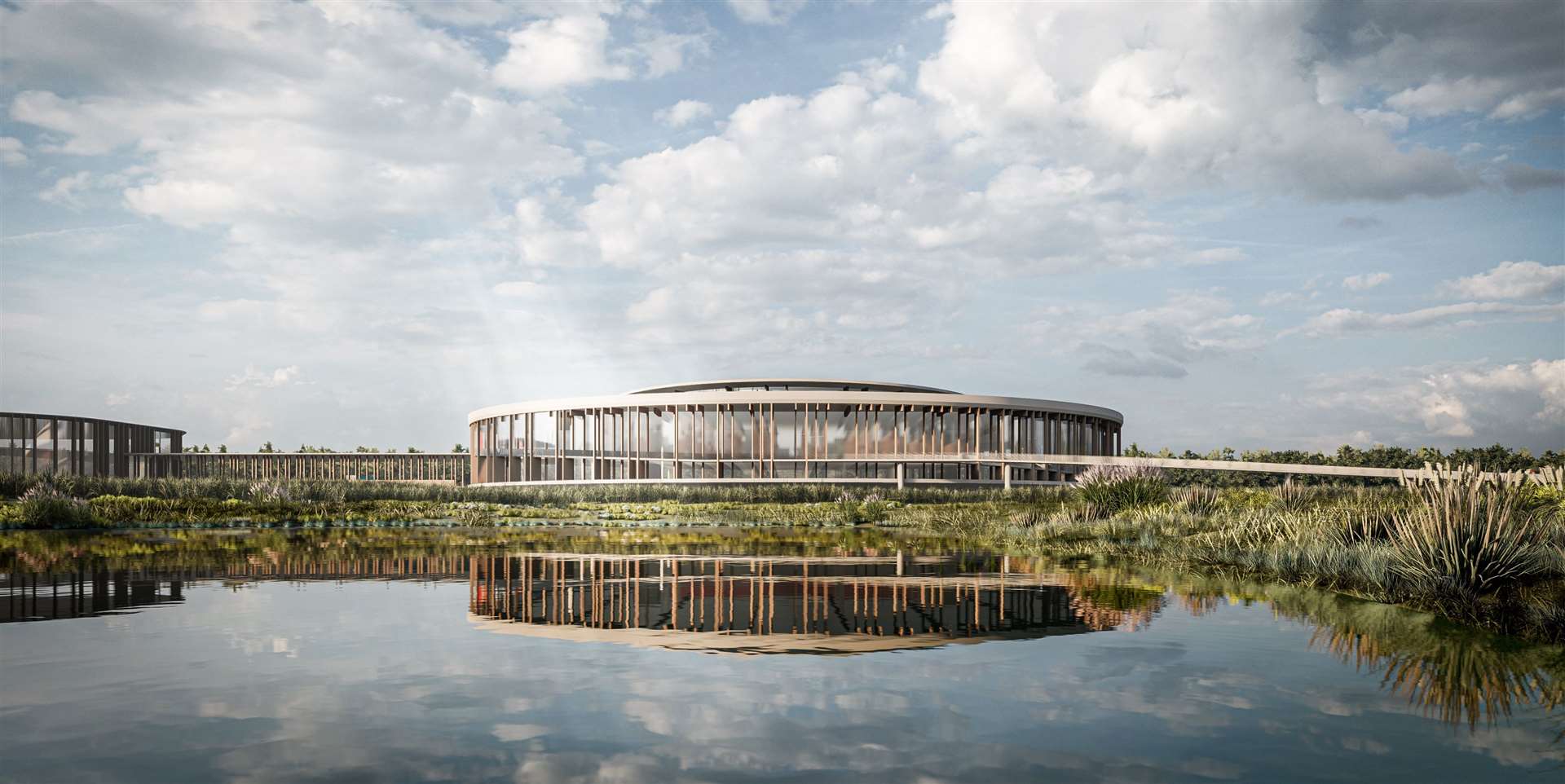 The Brompton factory is set to be built on stilts above wetlands along the A2042
