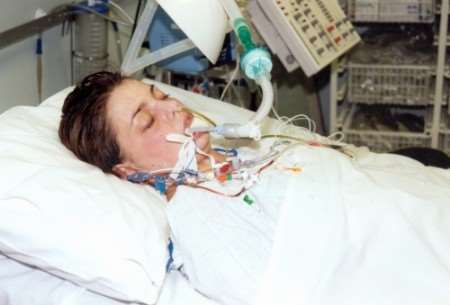 Sarah when she was desperatly ill in hospital