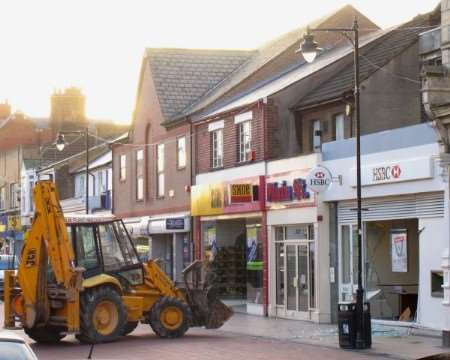 The JCB used in the raids. Picture: PETER TAYLOR